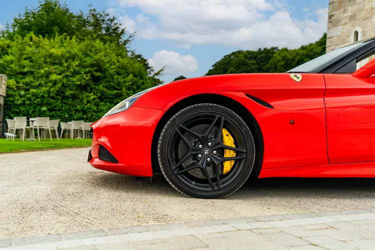 Close detail of a red Ferrari California T